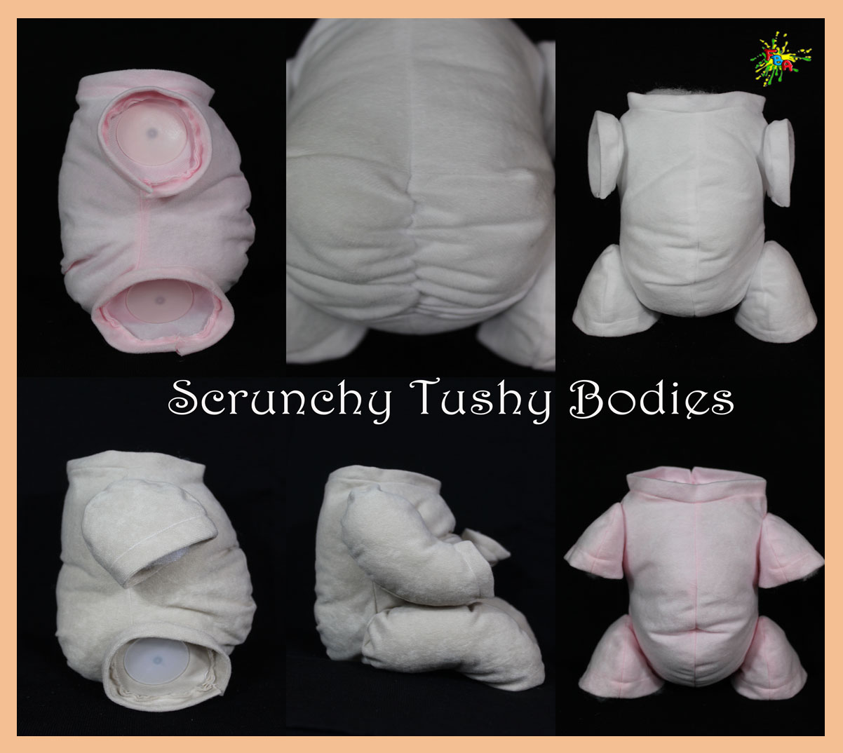 NON FRAY "DOE SUEDE" SCRUNCHY TUSHY BODIES VARIOUS COLOURS  **3/4 LIMBS** 